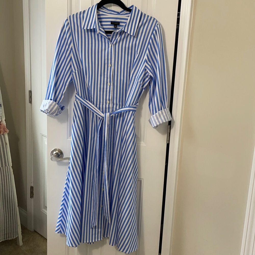 Talbots Blue and White Striped Dress